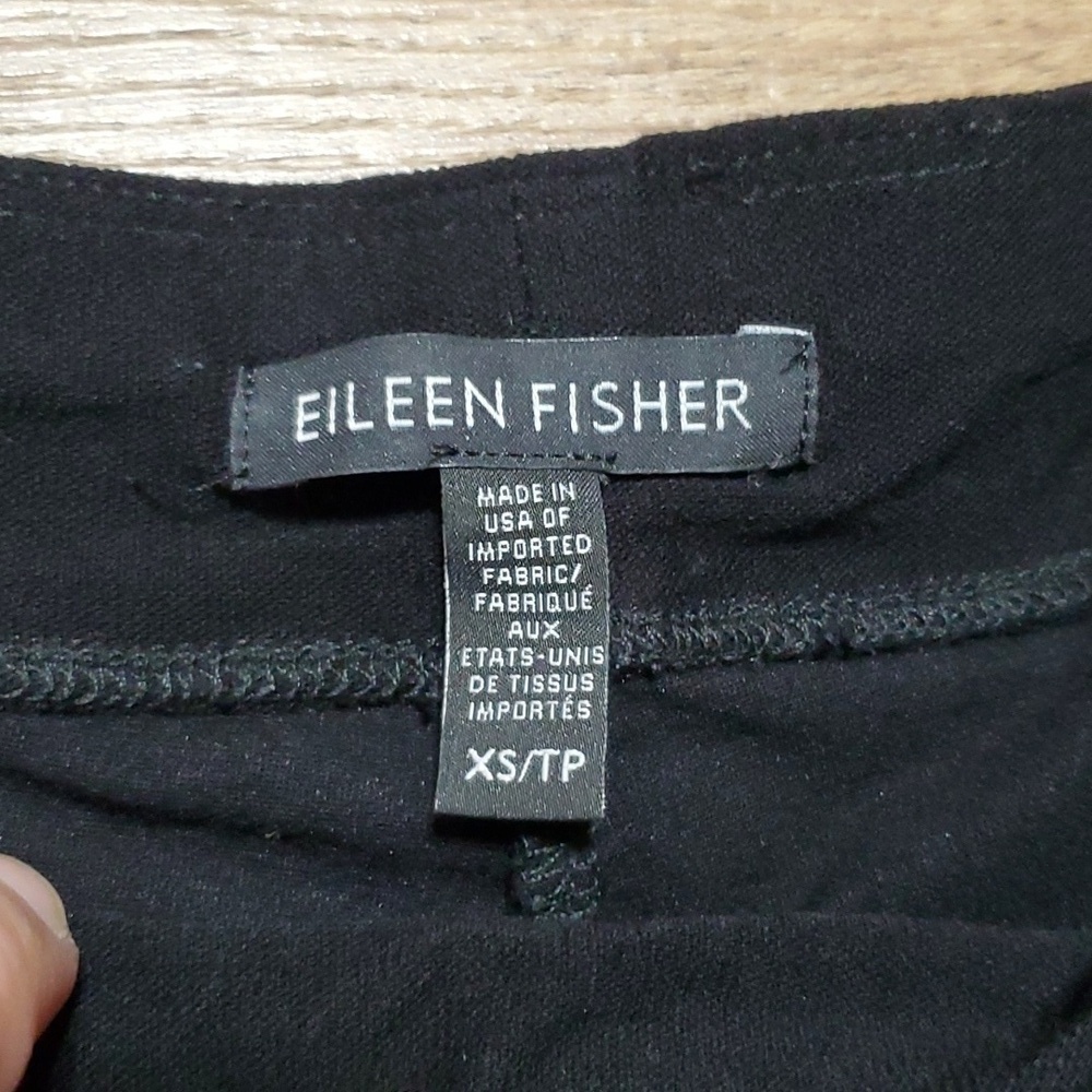 Eileen fisher black crop stretch pull on pants - Picture 3 of 6